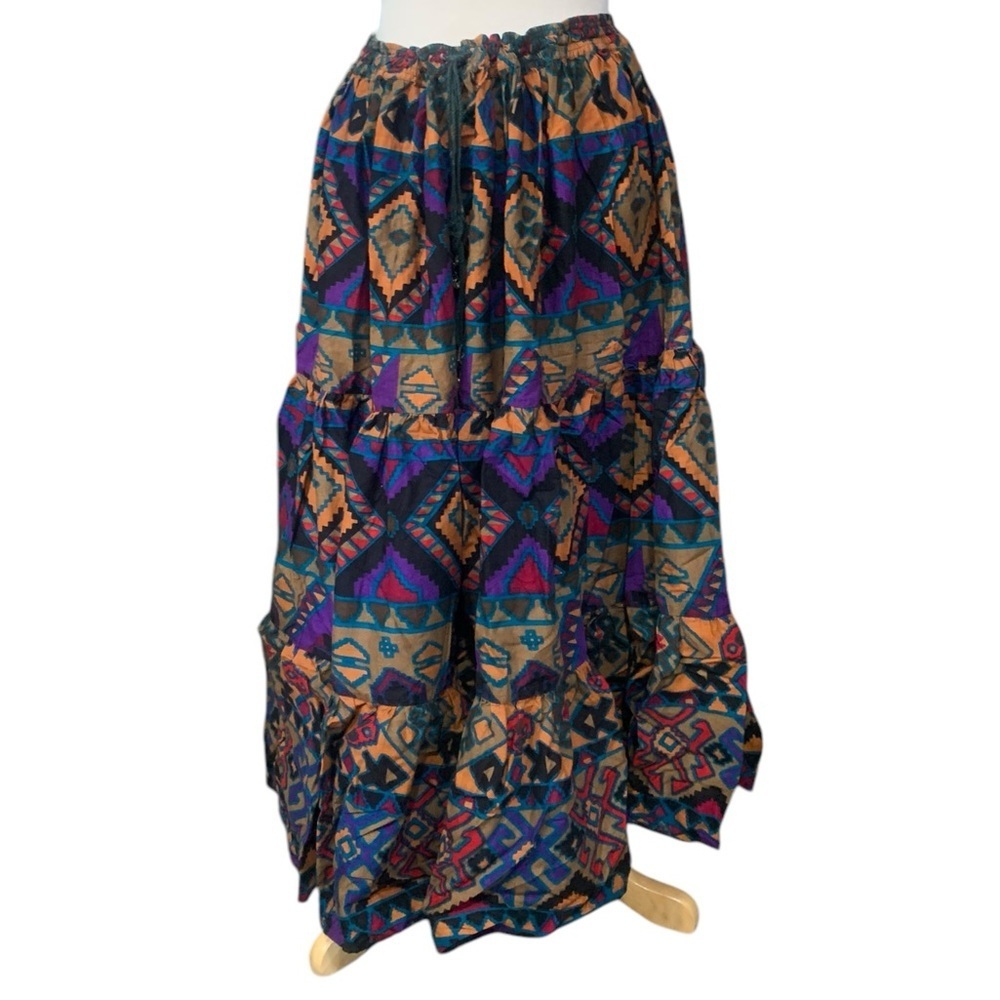 Vintage Blue Canyon Western Wear 100% Colton maxi skirt with drawstring waist L